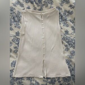 Abercrombie Wide Rib Button-Through Slash Top